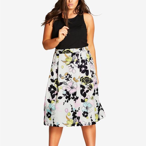 City Chic Dresses & Skirts - City Chic Plus Size Floral-Print Fit & Flare Dress